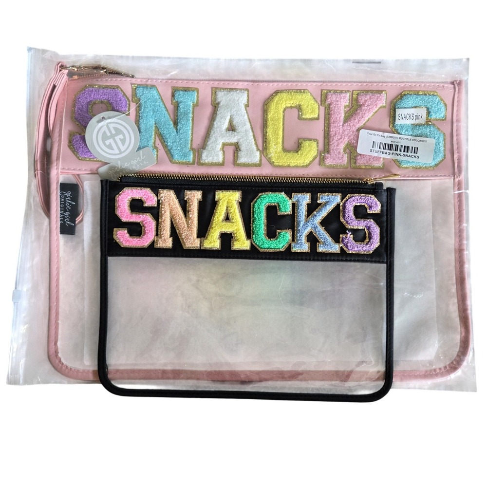 Girlie Girl Originals Snacks Pouch Set OS Pink Black New Chenille Patch‎
